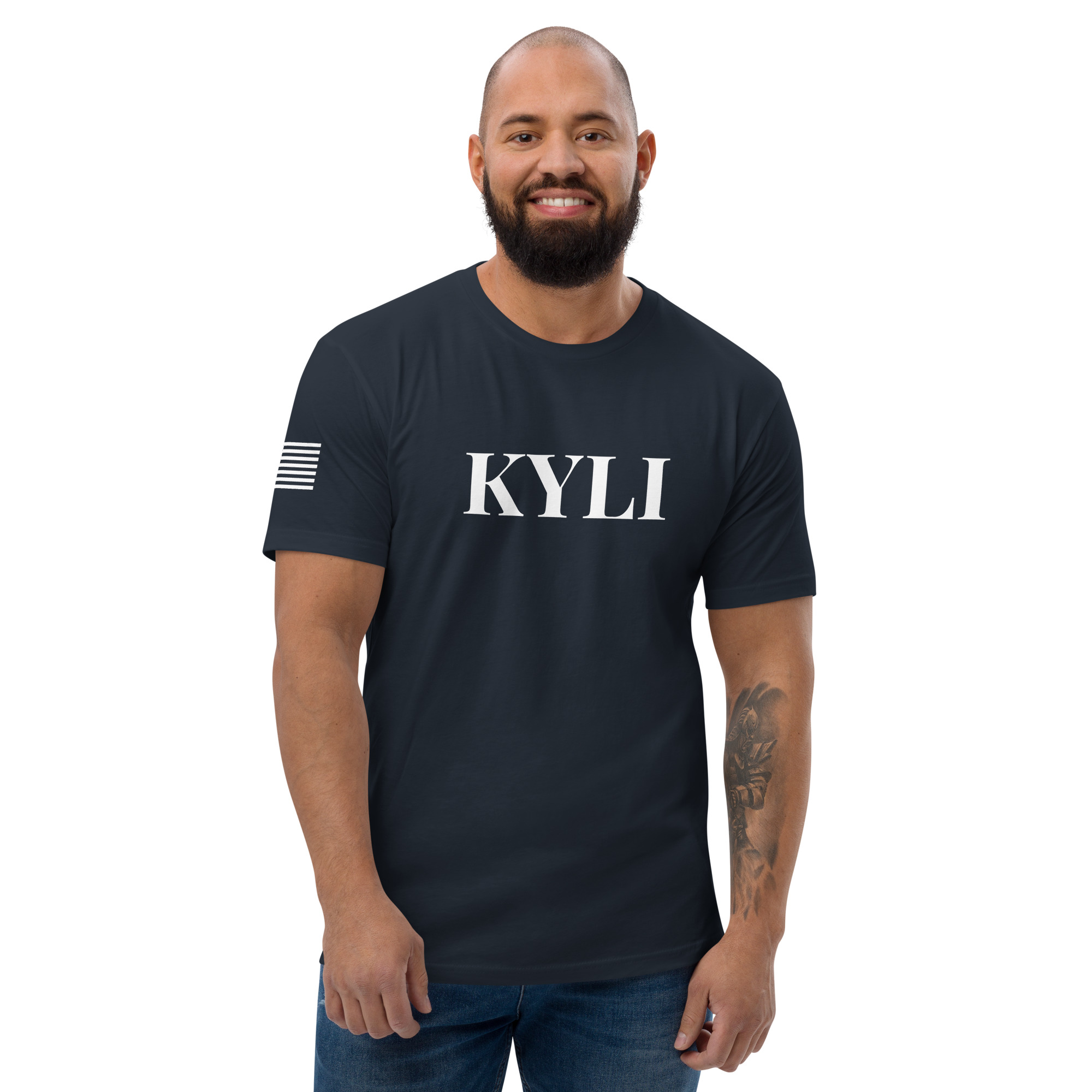 Midnight navy KYLI tee from the merch collection