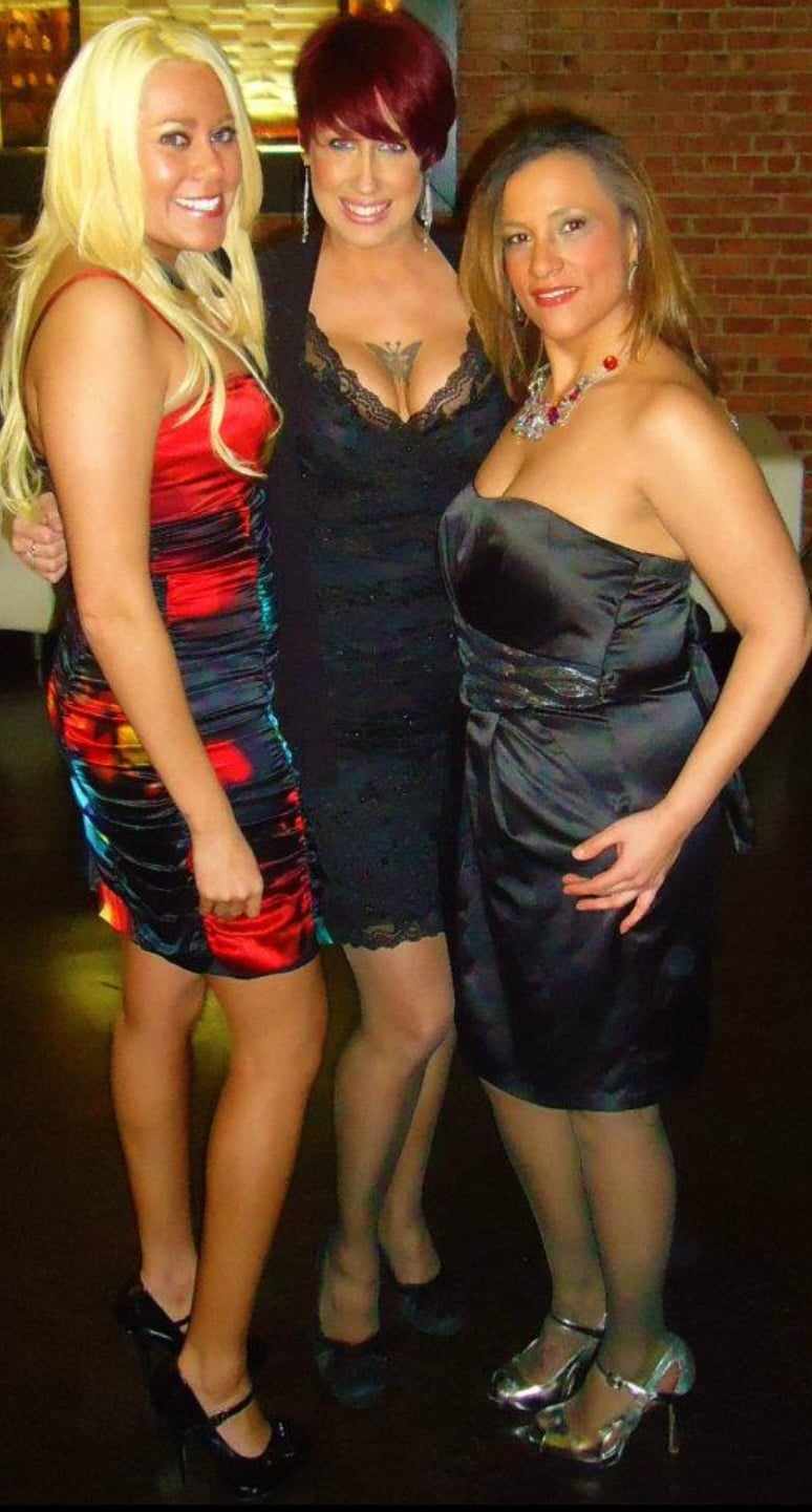 Kylie and friends dressed up for an evening